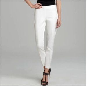 Theory Belisa Bistretch Ankle Pants Off White Cotton Blend Size 2